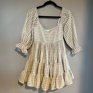 Checked 3/4 Sleeve Dress